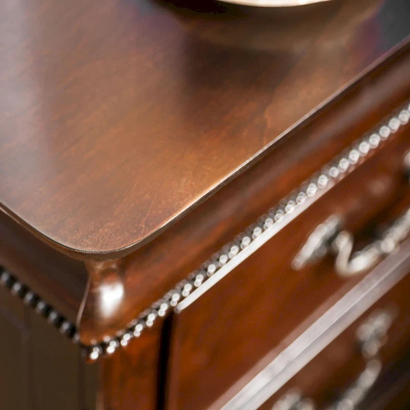 Ensemble de chambre à coucher traditionnel Diva en bois massif cerisier, 2 pièces, avec colonne, par Furniture of America