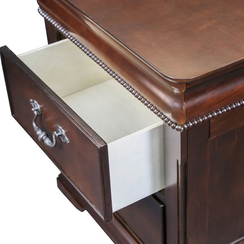 Ensemble de chambre à coucher traditionnel Diva en bois massif cerisier, 2 pièces, avec colonne, par Furniture of America
