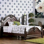 Ensemble de chambre à coucher traditionnel Diva en bois massif cerisier, 2 pièces, avec colonne, par Furniture of America