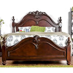 Ensemble de chambre à coucher traditionnel Diva en bois massif cerisier, 2 pièces, avec colonne, par Furniture of America