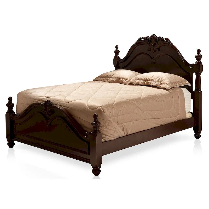 Ensemble de chambre à coucher traditionnel Diva en bois massif cerisier, 2 pièces, avec colonne, par Furniture of America