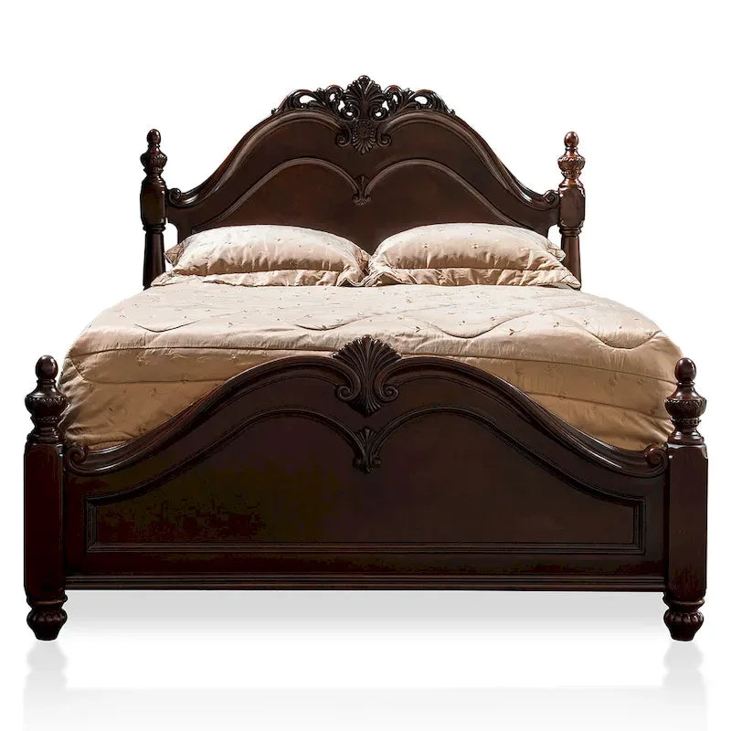Ensemble de chambre à coucher traditionnel Diva en bois massif cerisier, 2 pièces, avec colonne, par Furniture of America