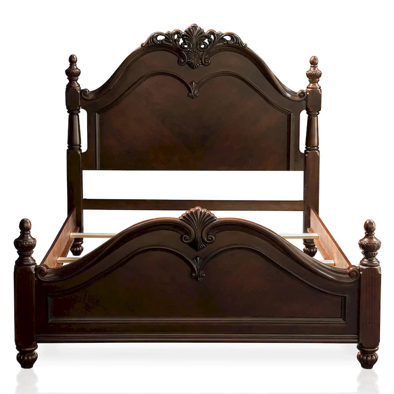Ensemble de chambre à coucher traditionnel Diva en bois massif cerisier, 2 pièces, avec colonne, par Furniture of America