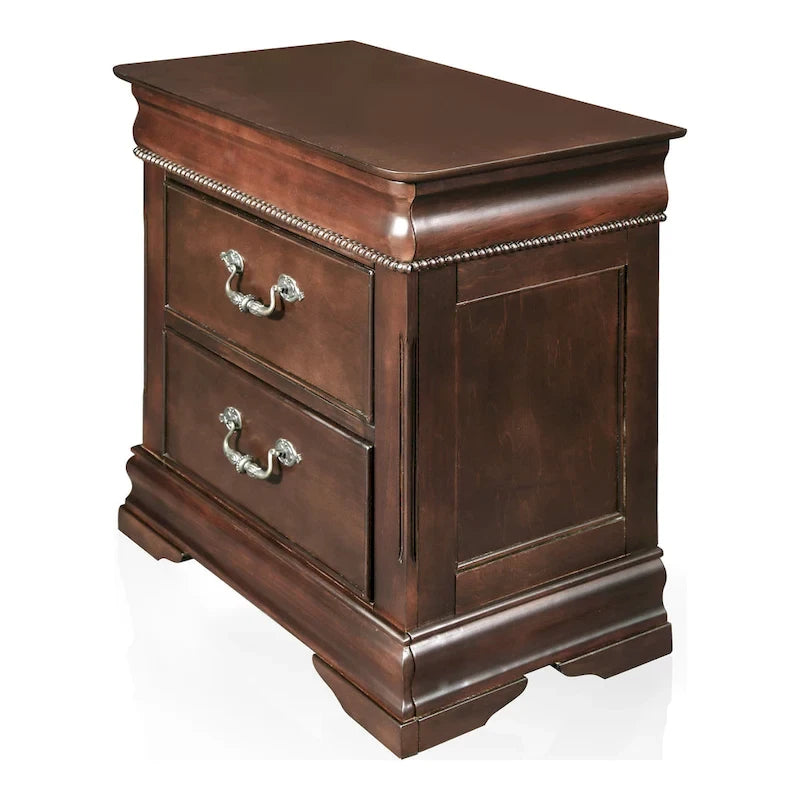 Ensemble de chambre à coucher traditionnel Diva en bois massif cerisier, 2 pièces, avec colonne, par Furniture of America