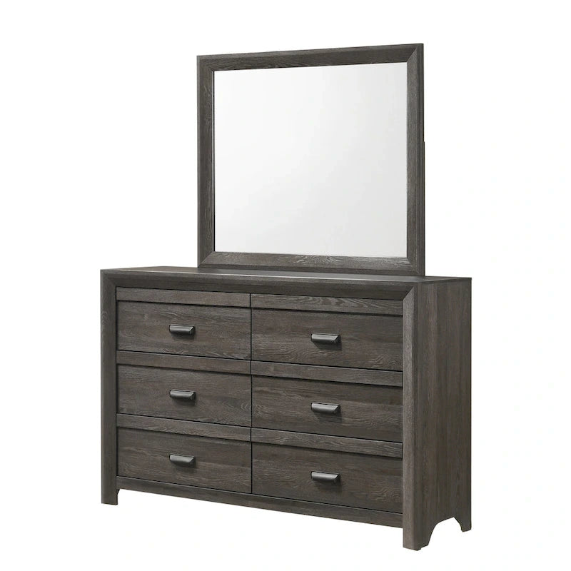 Ensemble de chambre à coucher Essa 6 pièces marron classique à panneaux