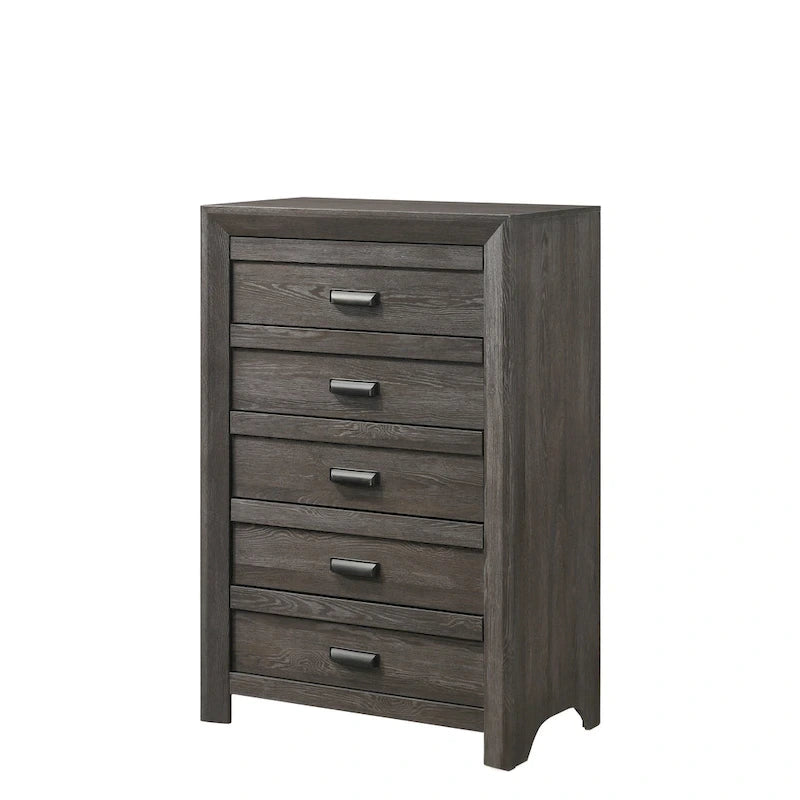 Ensemble de chambre à coucher Essa 6 pièces marron classique à panneaux