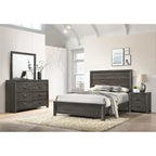 Ensemble de chambre à coucher Essa 6 pièces marron classique à panneaux