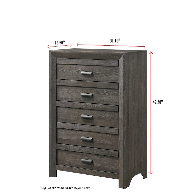 Ensemble de chambre à coucher Essa 6 pièces marron classique à panneaux