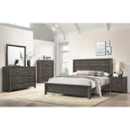 Ensemble de chambre à coucher Essa 6 pièces marron classique à panneaux