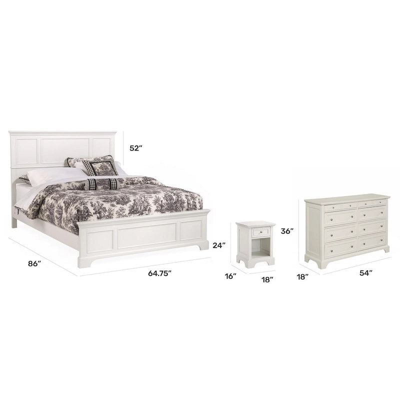 Ensemble de chambre à coucher Naples 3 pièces blanc cassé pour lit queen