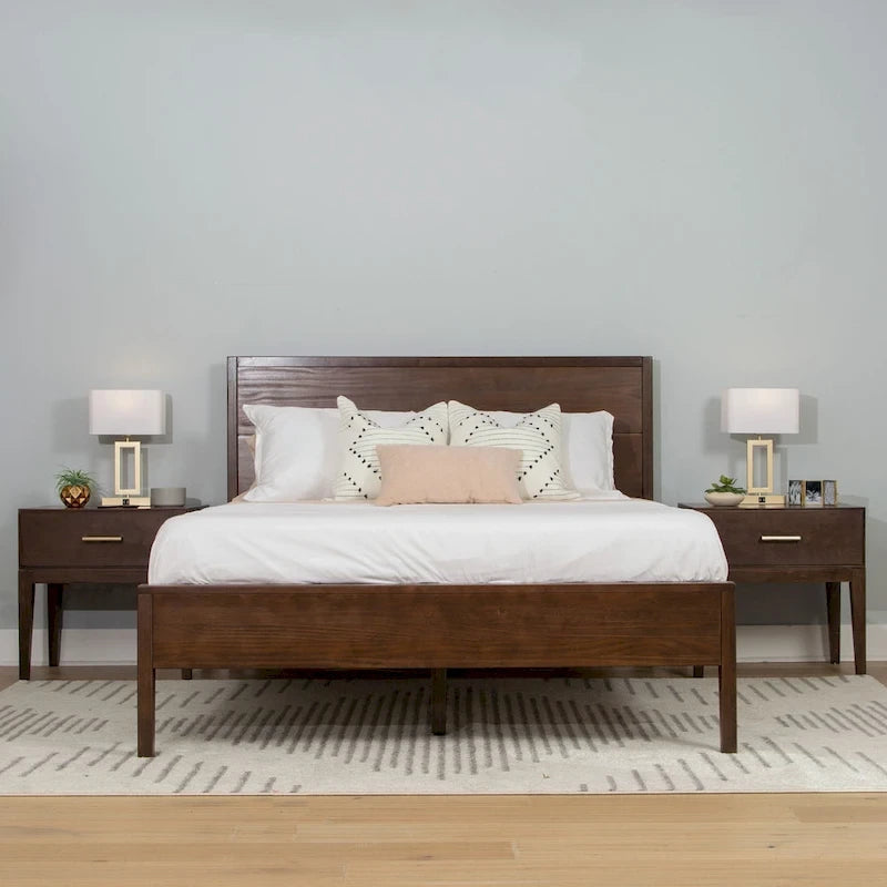 Ensemble de chambre à coucher 3 pièces Plank and Beam pour lit queen-size avec 2 tables de chevet