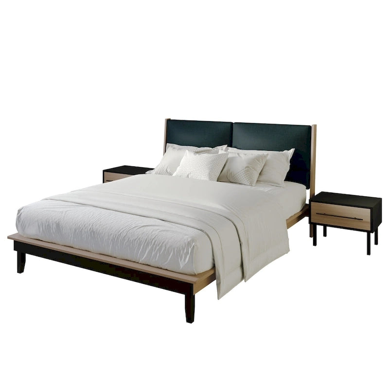 Ensemble de chambre à coucher en bois 3 pièces CraftPorch style milieu du siècle