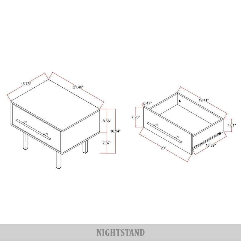 Ensemble de chambre à coucher en bois 3 pièces CraftPorch style milieu du siècle
