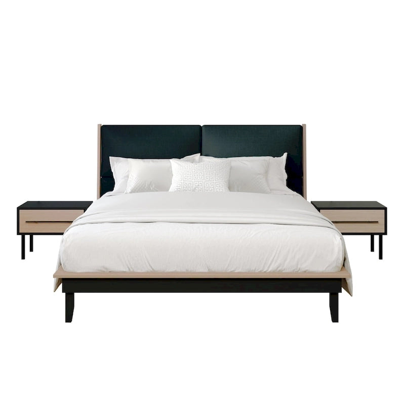Ensemble de chambre à coucher en bois 3 pièces CraftPorch style milieu du siècle