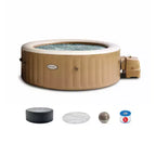 INTEX PureSpa Bains à remous gonflable 6 personnes à bulles, avec éclairage LED multicolore à piles et appuie-tête réglable (Paquet de 2)