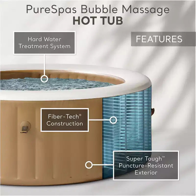 INTEX PureSpa Bains à remous gonflable 6 personnes à bulles, avec éclairage LED multicolore à piles et appuie-tête réglable (Paquet de 2)