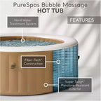 INTEX PureSpa Bains à remous gonflable 6 personnes à bulles, avec éclairage LED multicolore à piles et appuie-tête réglable (Paquet de 2)