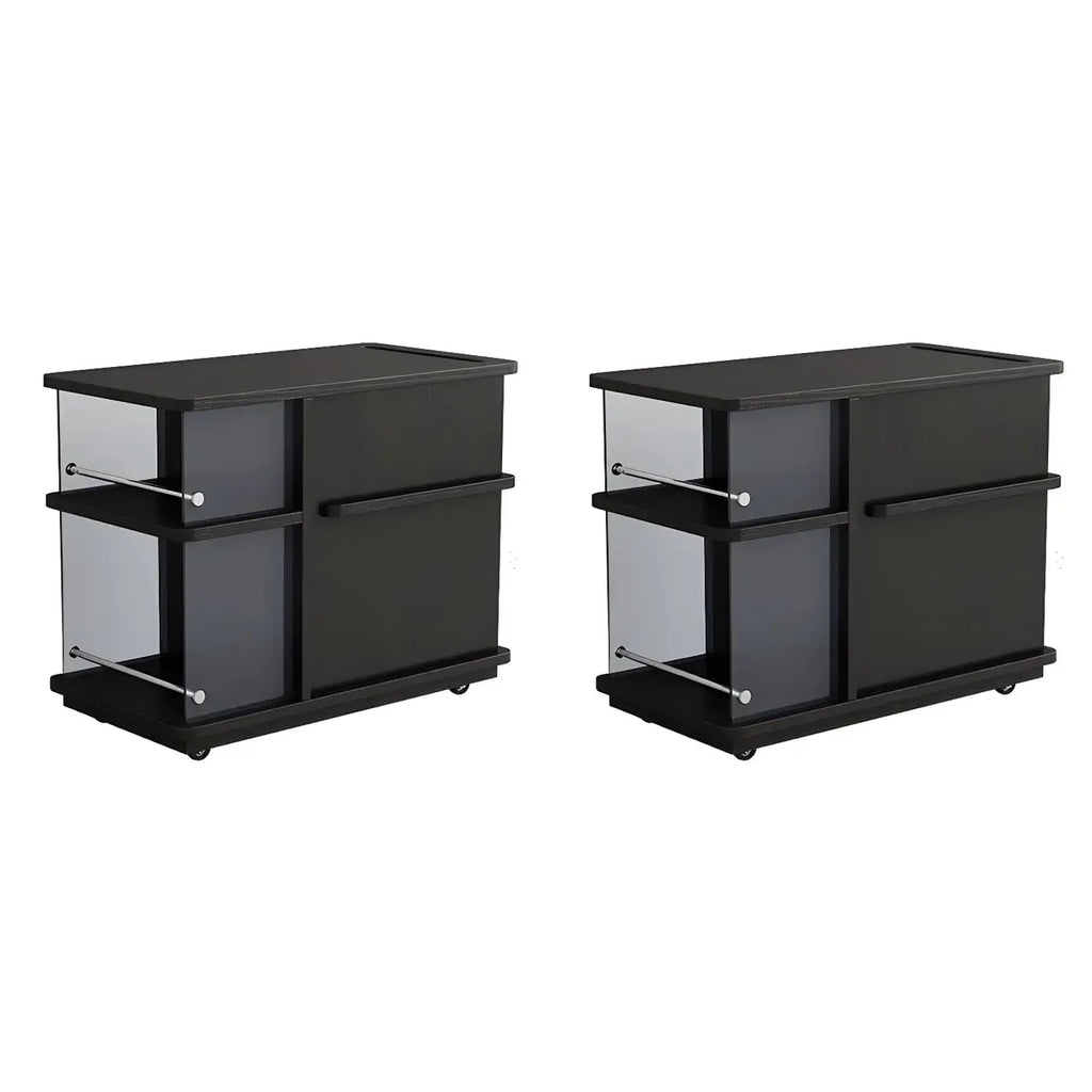 Table d'appoint rectangulaire fonctionnelle en bois noir avec rangement