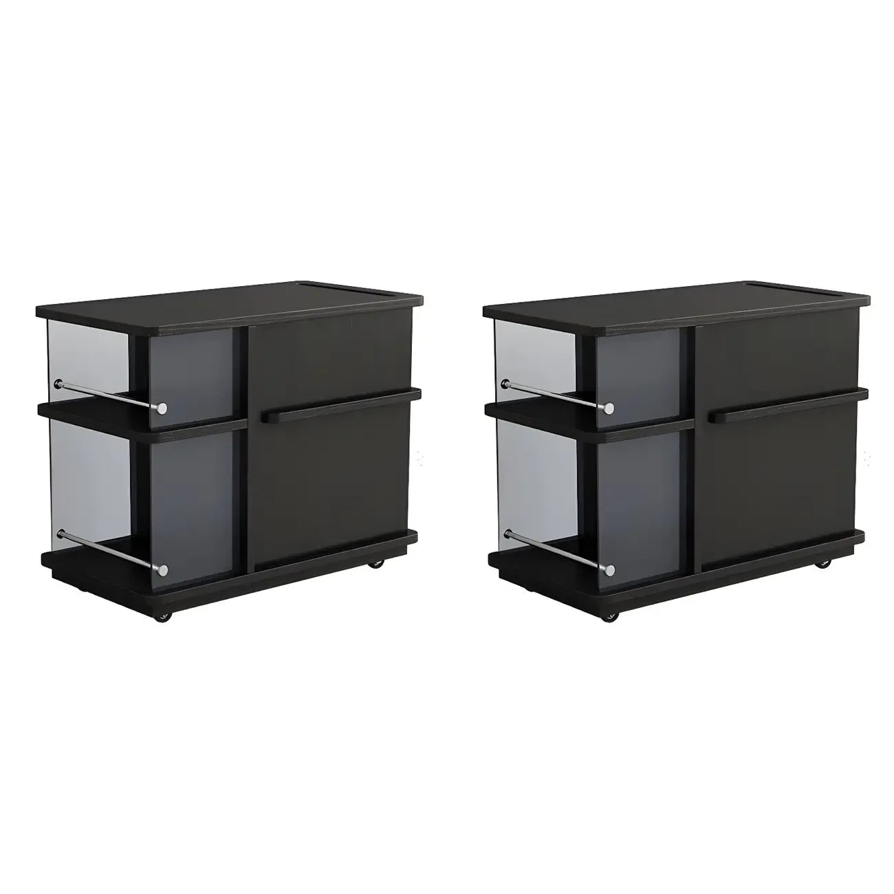 Table d'appoint rectangulaire fonctionnelle en bois noir avec rangement