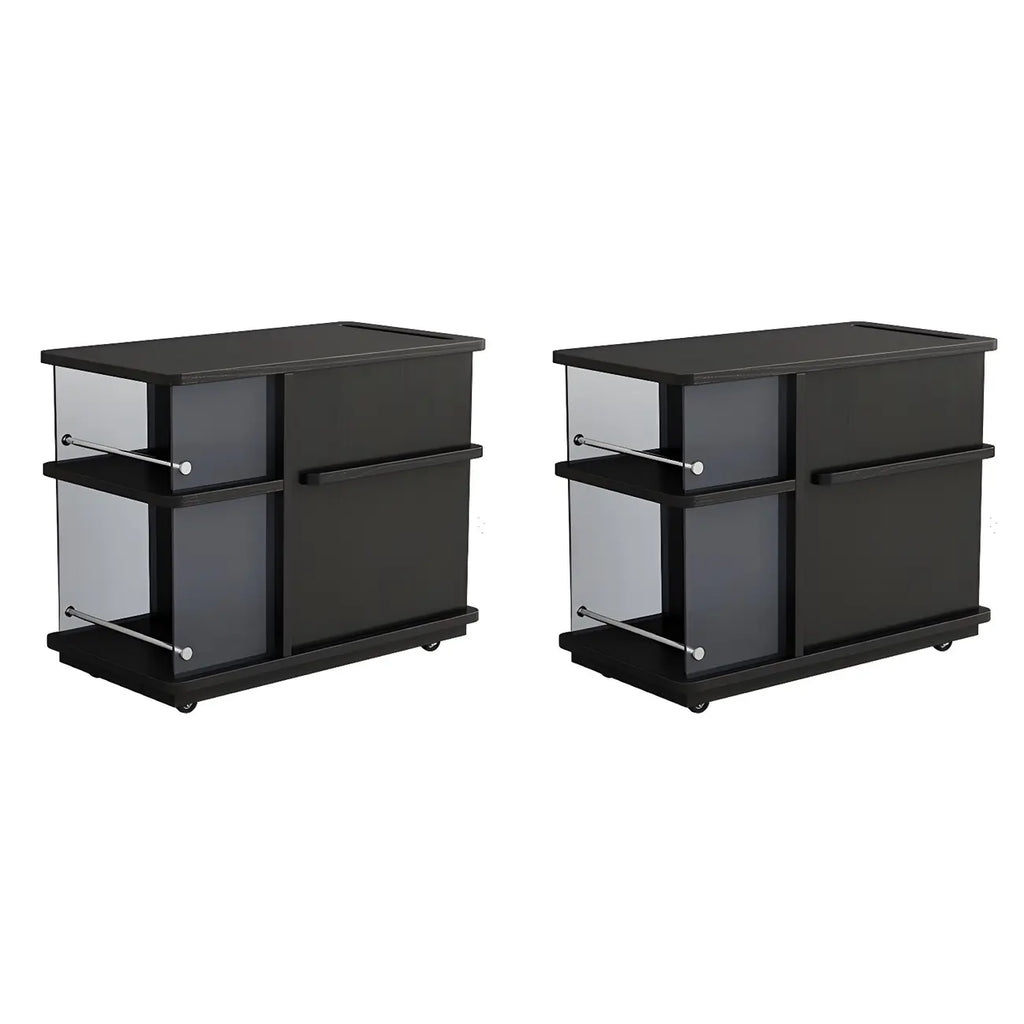 Table d'appoint rectangulaire fonctionnelle en bois noir avec rangement