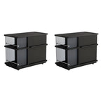 Table d'appoint rectangulaire fonctionnelle en bois noir avec rangement