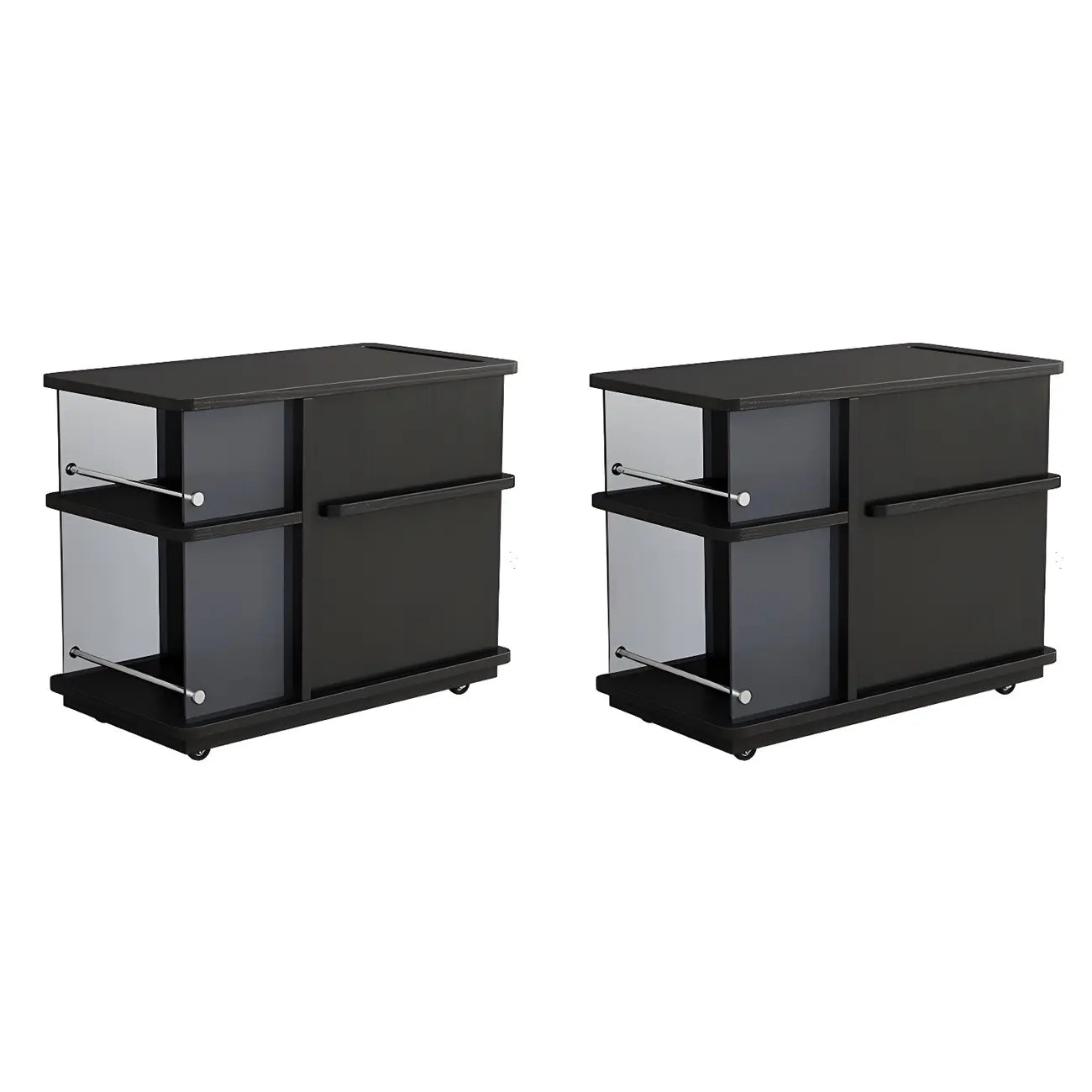 Table d'appoint rectangulaire fonctionnelle en bois noir avec rangement