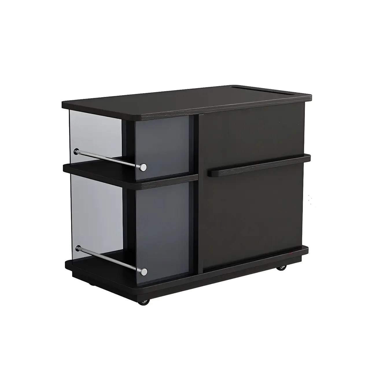 Table d'appoint rectangulaire fonctionnelle en bois noir avec rangement