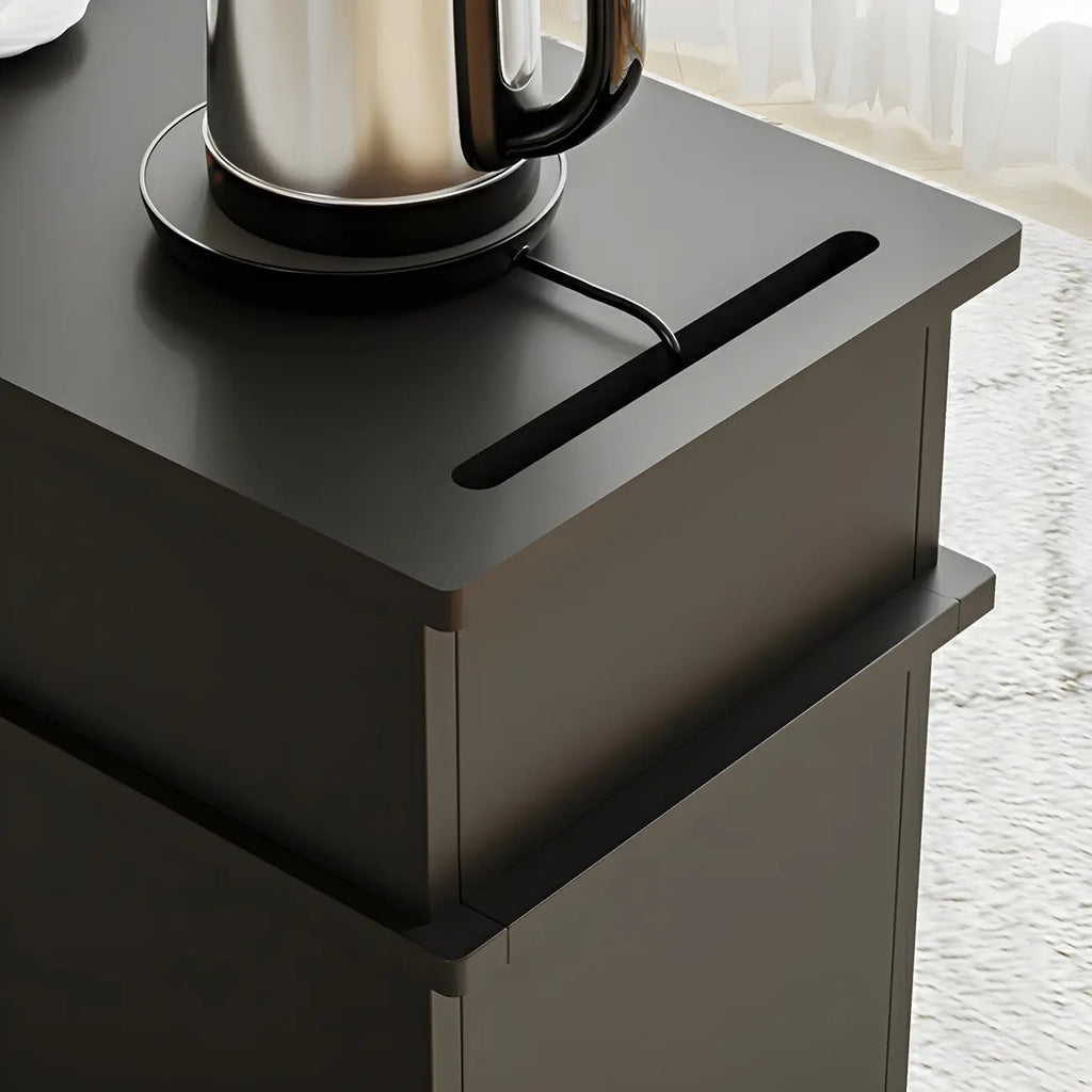 Table d'appoint rectangulaire fonctionnelle en bois noir avec rangement