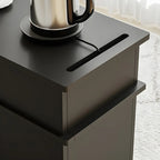 Table d'appoint rectangulaire fonctionnelle en bois noir avec rangement
