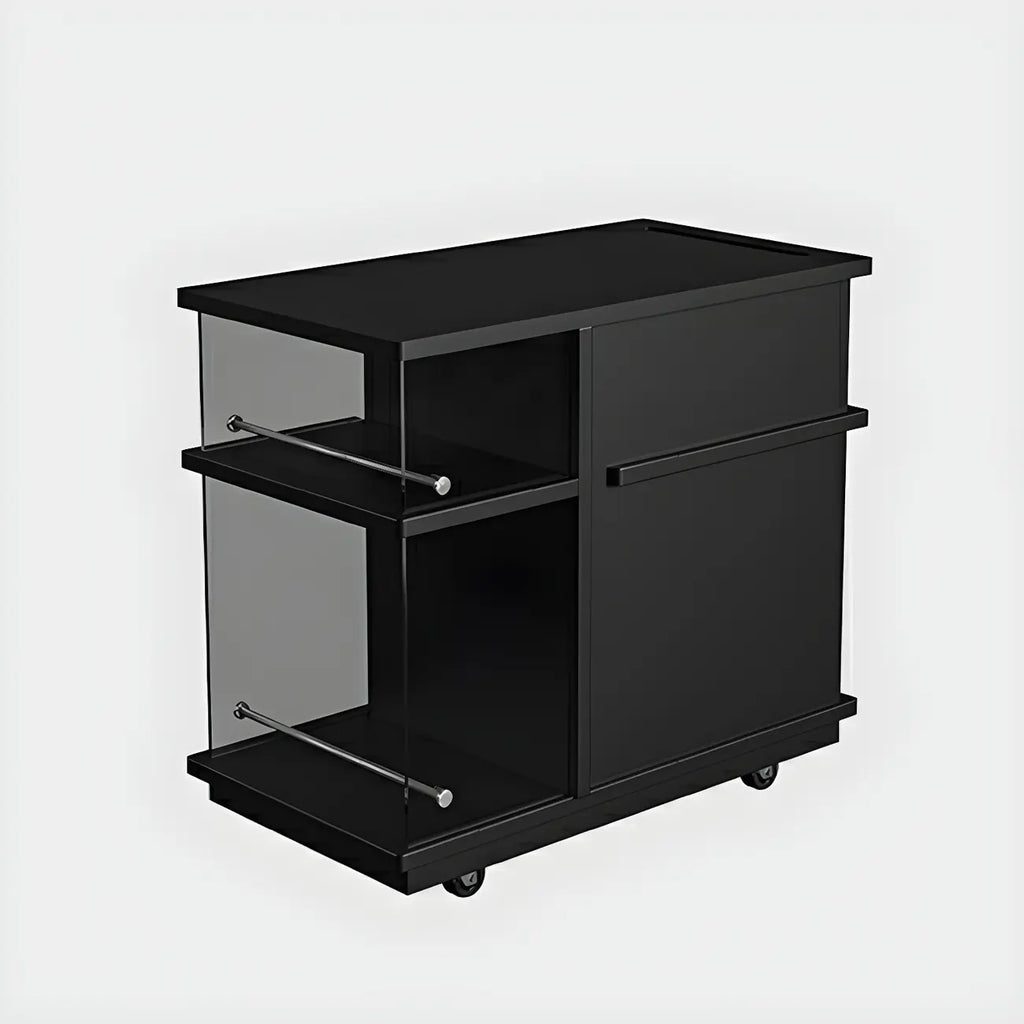 Table d'appoint rectangulaire fonctionnelle en bois noir avec rangement