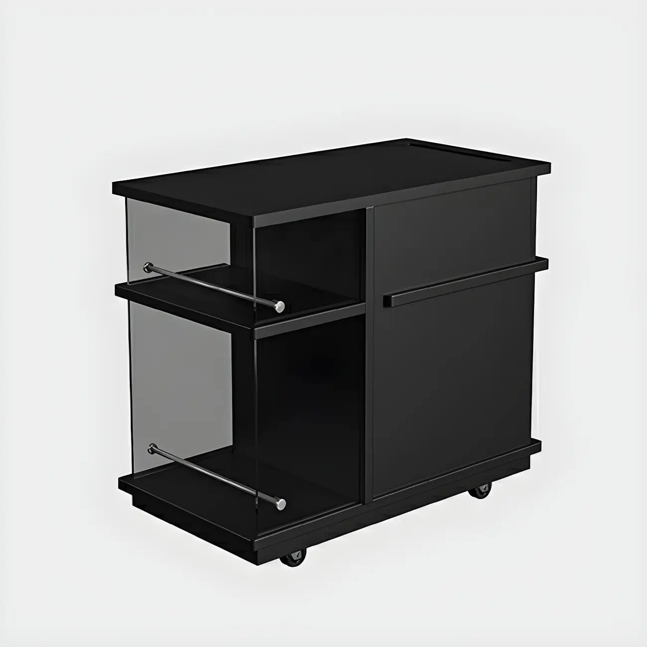 Table d'appoint rectangulaire fonctionnelle en bois noir avec rangement