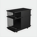 Table d'appoint rectangulaire fonctionnelle en bois noir avec rangement