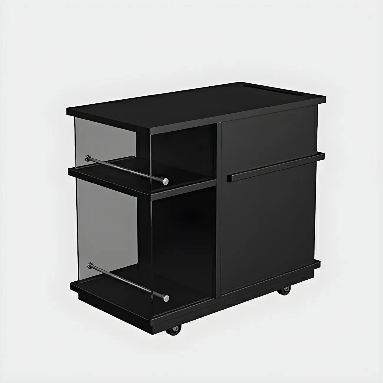 Table d'appoint rectangulaire fonctionnelle en bois noir avec rangement