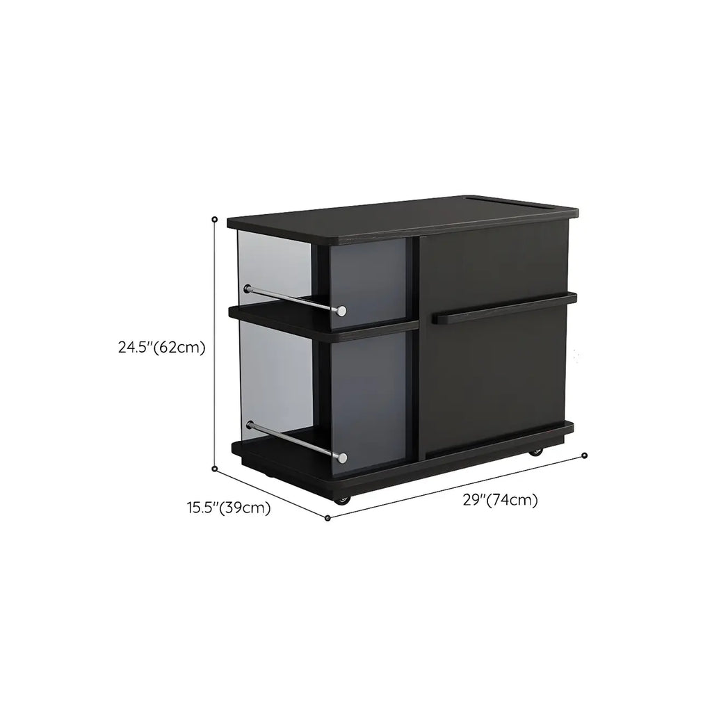 Table d'appoint rectangulaire fonctionnelle en bois noir avec rangement