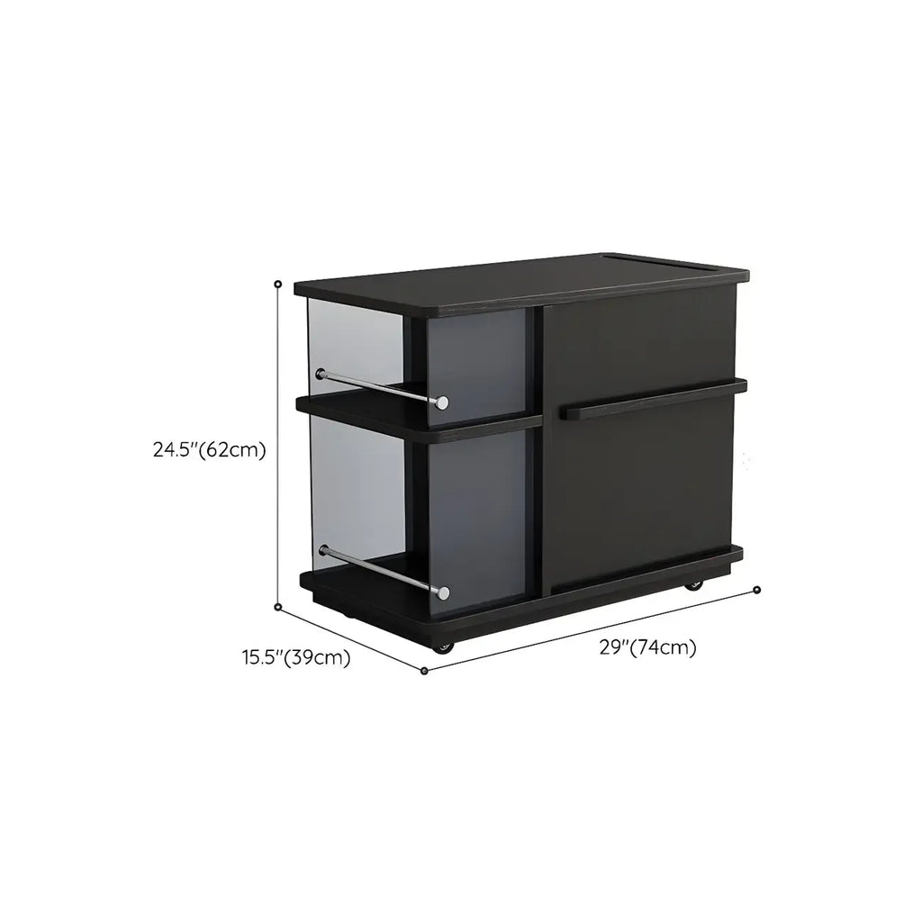 Table d'appoint rectangulaire fonctionnelle en bois noir avec rangement