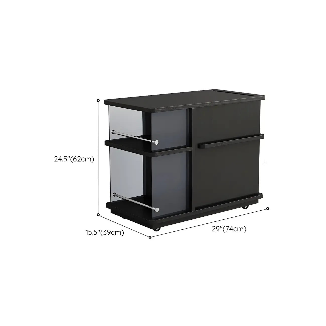 Table d'appoint rectangulaire fonctionnelle en bois noir avec rangement