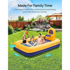 Piscine gonflable pour enfants Evajoy avec panier de basket et jet d'eau - Idéale pour les cours et les jardins 90x55x35