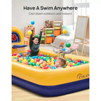 Piscine gonflable pour enfants Evajoy avec panier de basket et jet d'eau - Idéale pour les cours et les jardins 90x55x35