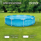 Piscine hors sol Intex ronde de 3,05 m x 76 cm avec cadre métallique, pour jardin, modèle "Beachside" avec parois renforcées, bleue