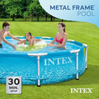 Piscine hors sol Intex ronde de 3,05 m x 76 cm avec cadre métallique, pour jardin, modèle "Beachside" avec parois renforcées, bleue