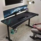 Bureau de jeu incurvé 60x27, 27,56P x 60L x 30,12H, Noir