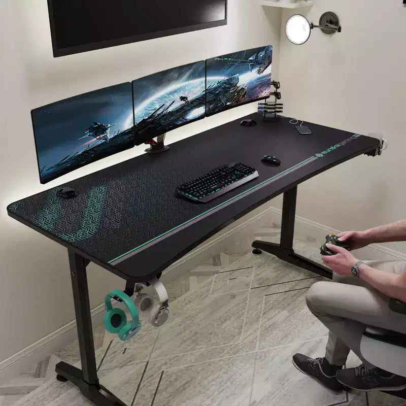 Bureau de jeu incurvé 60x27, 27,56P x 60L x 30,12H, Noir