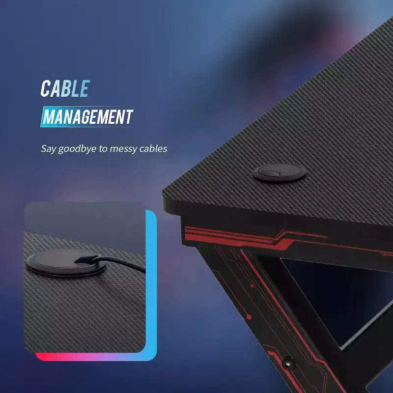 Scrivania da Gaming FDW da 47 Pollici per PC, in Fibra di Carbonio, Postazione da Lavoro Definitiva per Gamer con Porta Bicchieri e Gancio per Cuffie per Ufficio Domestico