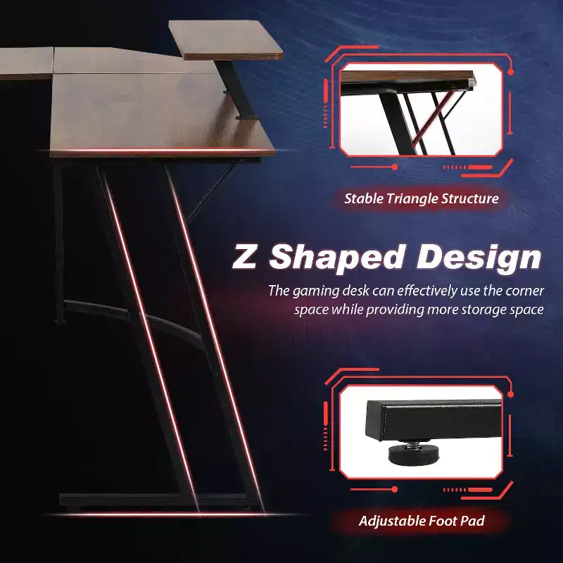 Bureau d'angle en forme de L FDW, bureau de jeu, bureau d'ordinateur avec grand plateau, idéal pour étudier, travailler et jouer à la maison ou au bureau