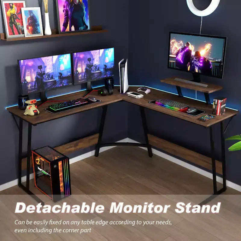 Bureau d'angle en forme de L FDW, bureau de jeu, bureau d'ordinateur avec grand plateau, idéal pour étudier, travailler et jouer à la maison ou au bureau