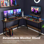 Bureau d'angle en forme de L FDW, bureau de jeu, bureau d'ordinateur avec grand plateau, idéal pour étudier, travailler et jouer à la maison ou au bureau