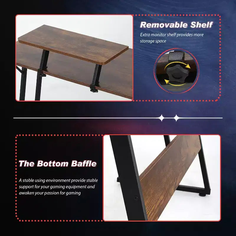 Bureau d'angle en forme de L FDW, bureau de jeu, bureau d'ordinateur avec grand plateau, idéal pour étudier, travailler et jouer à la maison ou au bureau