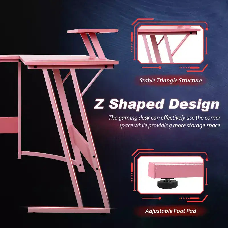 Bureau d'angle en forme de L FDW, bureau de jeu, bureau d'ordinateur avec grand plateau, idéal pour étudier, travailler et jouer à la maison ou au bureau