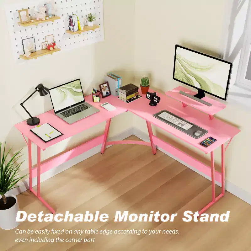 Bureau d'angle en forme de L FDW, bureau de jeu, bureau d'ordinateur avec grand plateau, idéal pour étudier, travailler et jouer à la maison ou au bureau