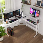 Bureau d'angle en forme de L FDW, bureau de jeu, bureau d'ordinateur avec grand plateau, idéal pour étudier, travailler et jouer à la maison ou au bureau